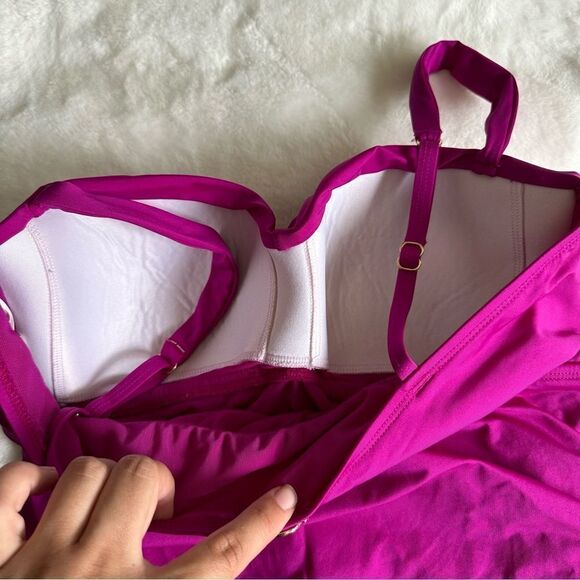 Jantzen Magenta Twist Front Swim Top Tankini Women's Size 10 - Picture 3 of 7